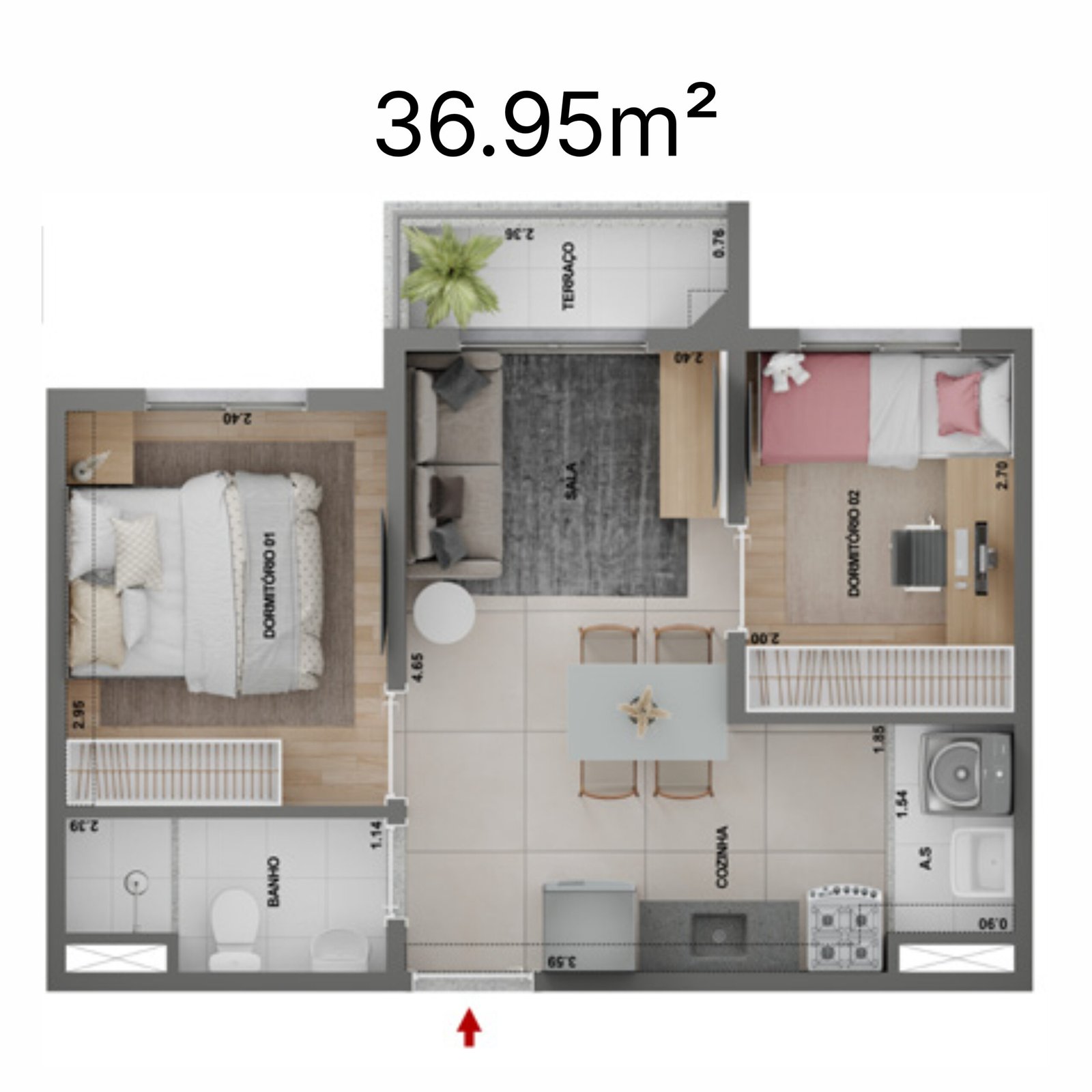 36.95m²