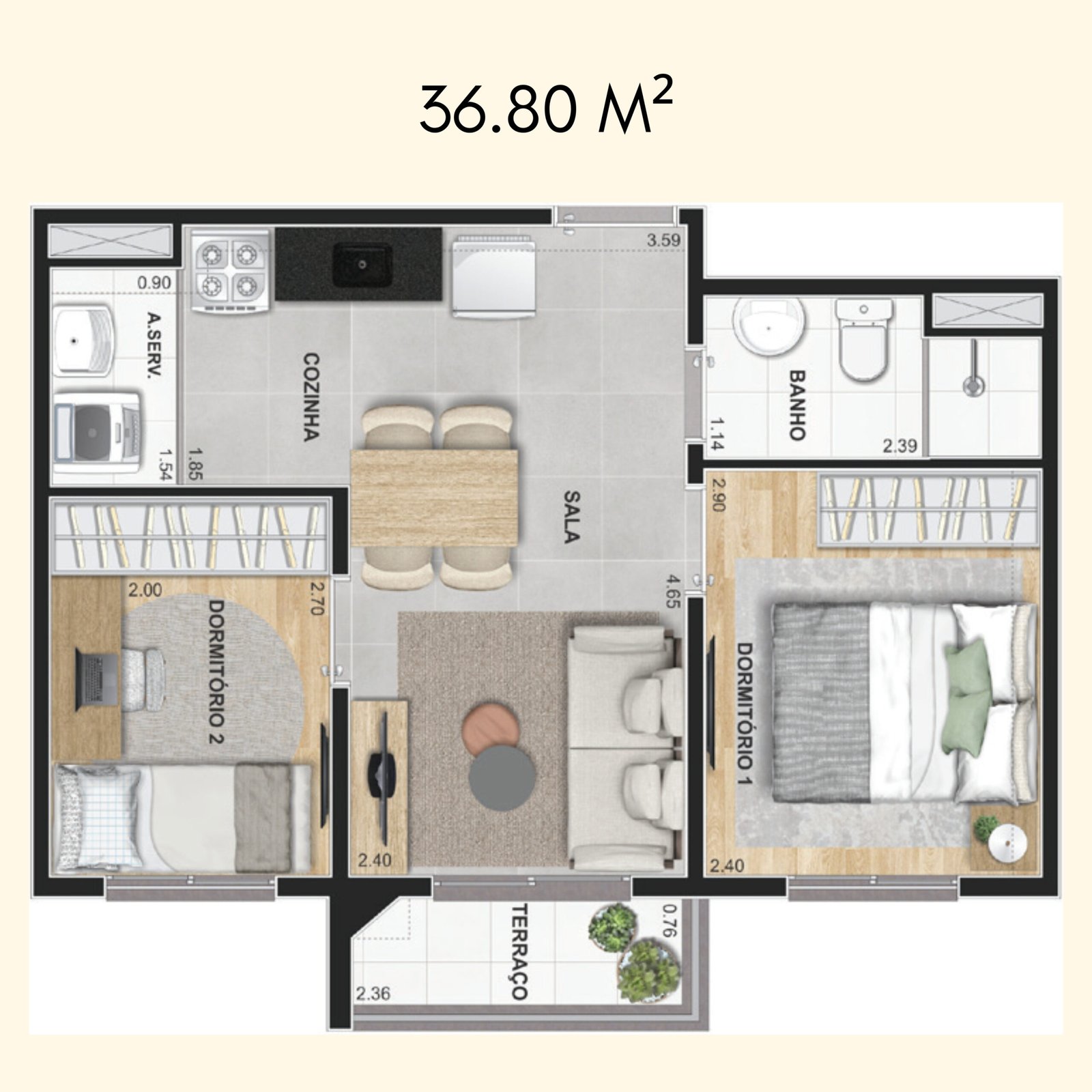 36.80 M²