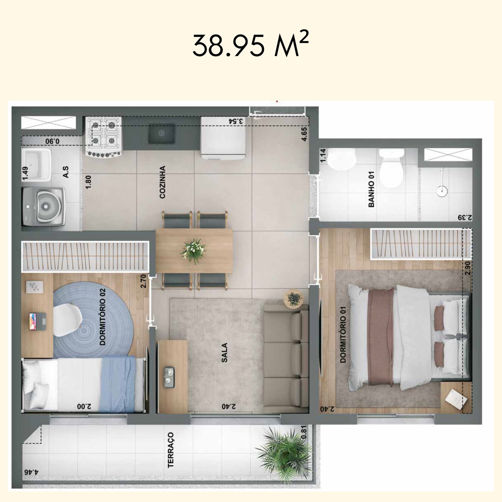 38.95 M²